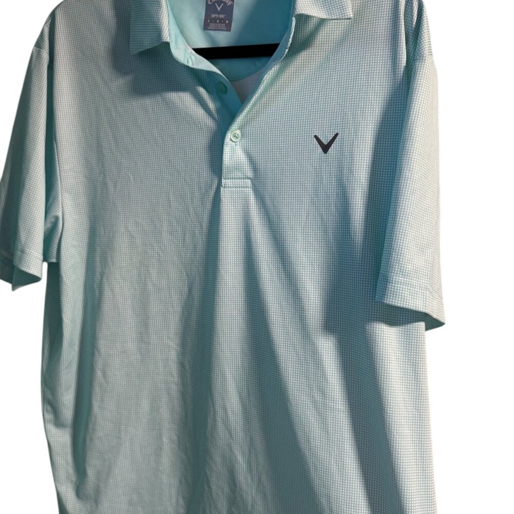 Callaway Mens Opti-Dri Light Blue Polo Shirt L Short Sleeve Golf Performance Top
